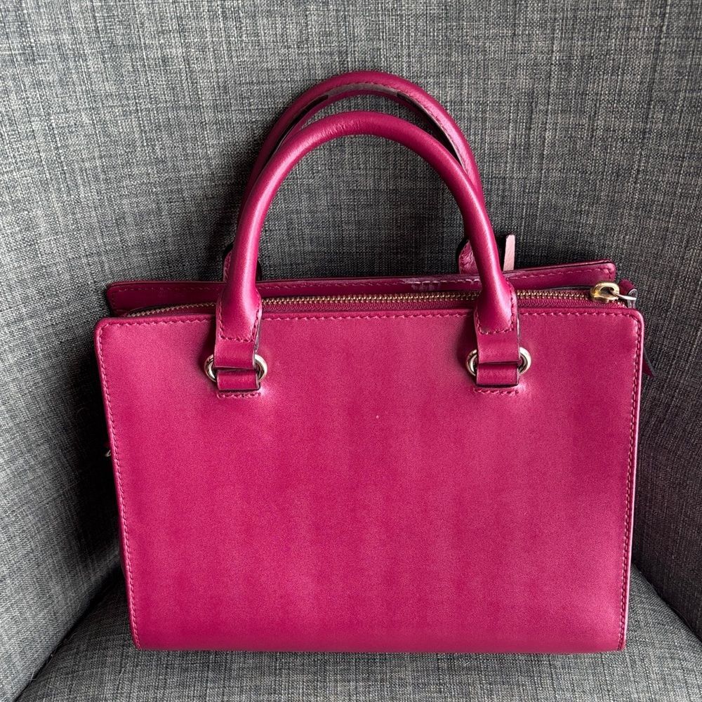 Kate Spade leather handle bag Fuchsia Pink Satchel crossbody purse EUC feminine - Picture 7 of 16